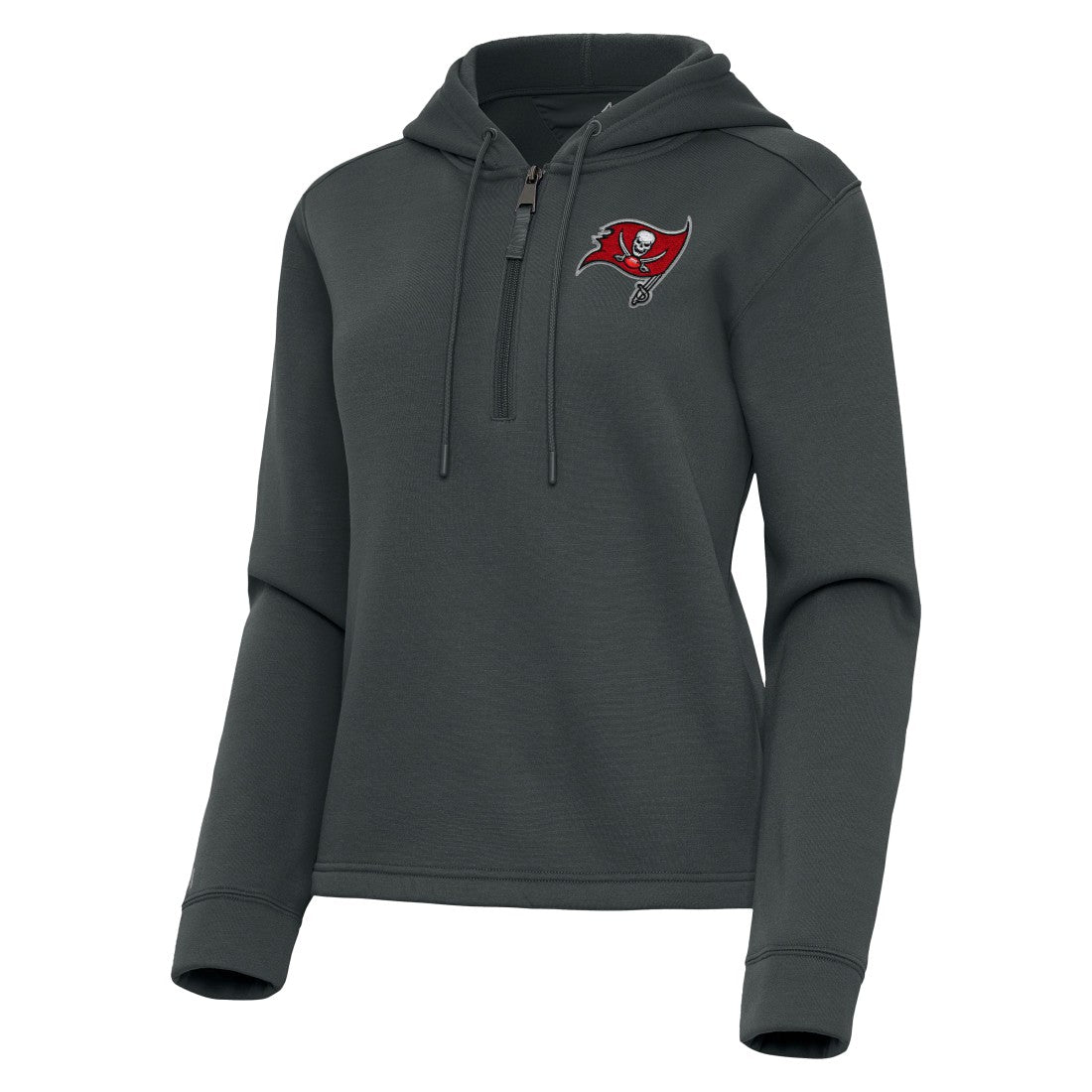 Tampa Bay Buccaneers Antigua Women's Contemporary Quarter-Zip Hoodie Pewter - NFL