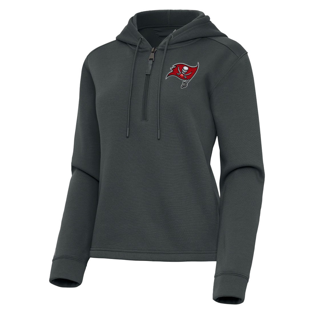Tampa Bay Buccaneers Antigua Women's Contemporary Quarter-Zip Hoodie Pewter - NFL