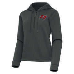 Tampa Bay Buccaneers Antigua Women's Contemporary Quarter-Zip Hoodie Pewter - NFL