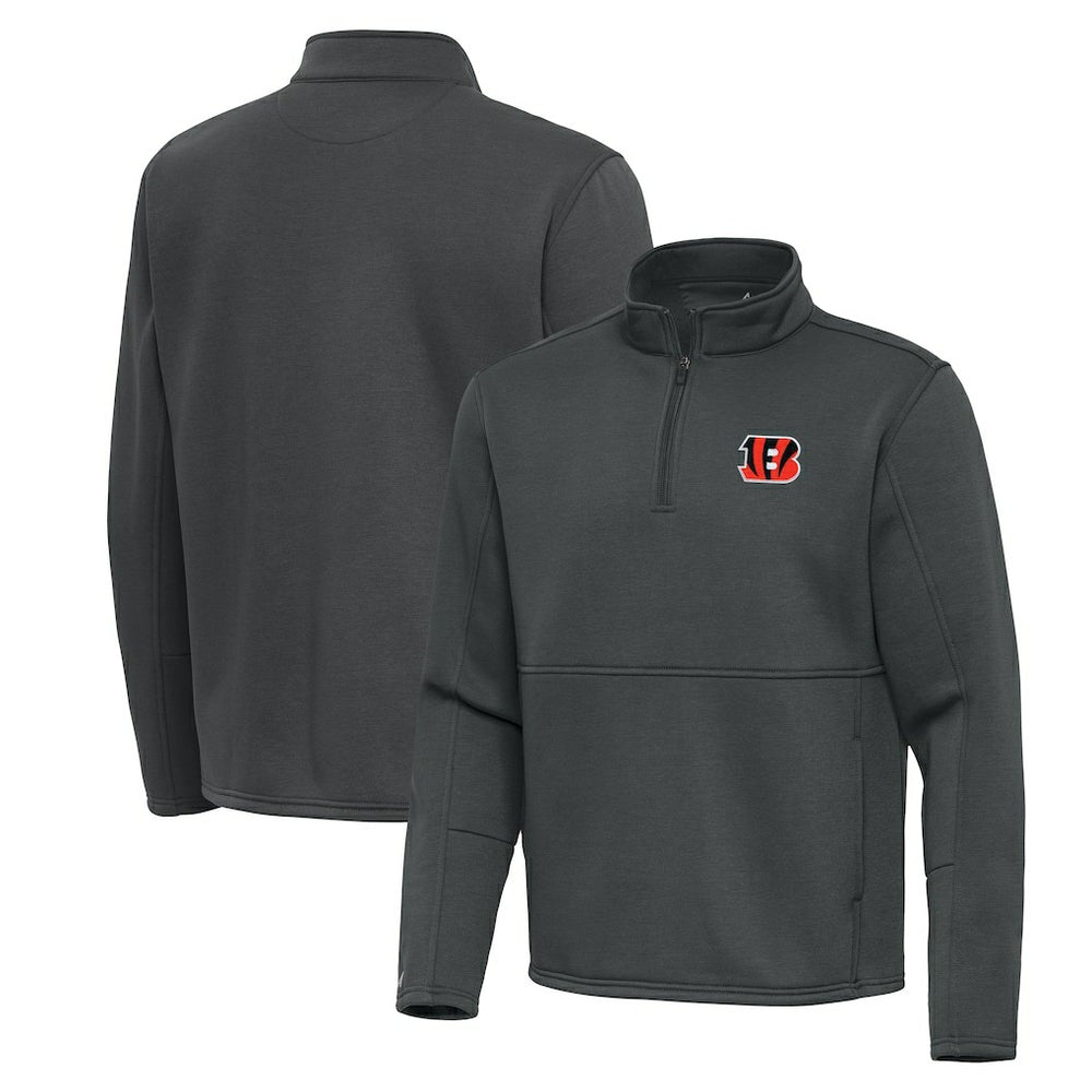 Cincinnati Bengals Antigua Twist Quarter-Zip Pullover Jacket Pewter - NFL