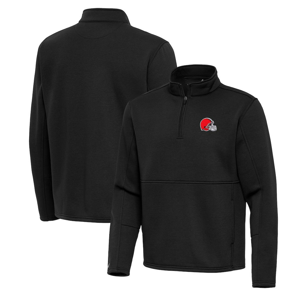 Cleveland Browns Antigua Twist Quarter-Zip Pullover Jacket Black - NFL