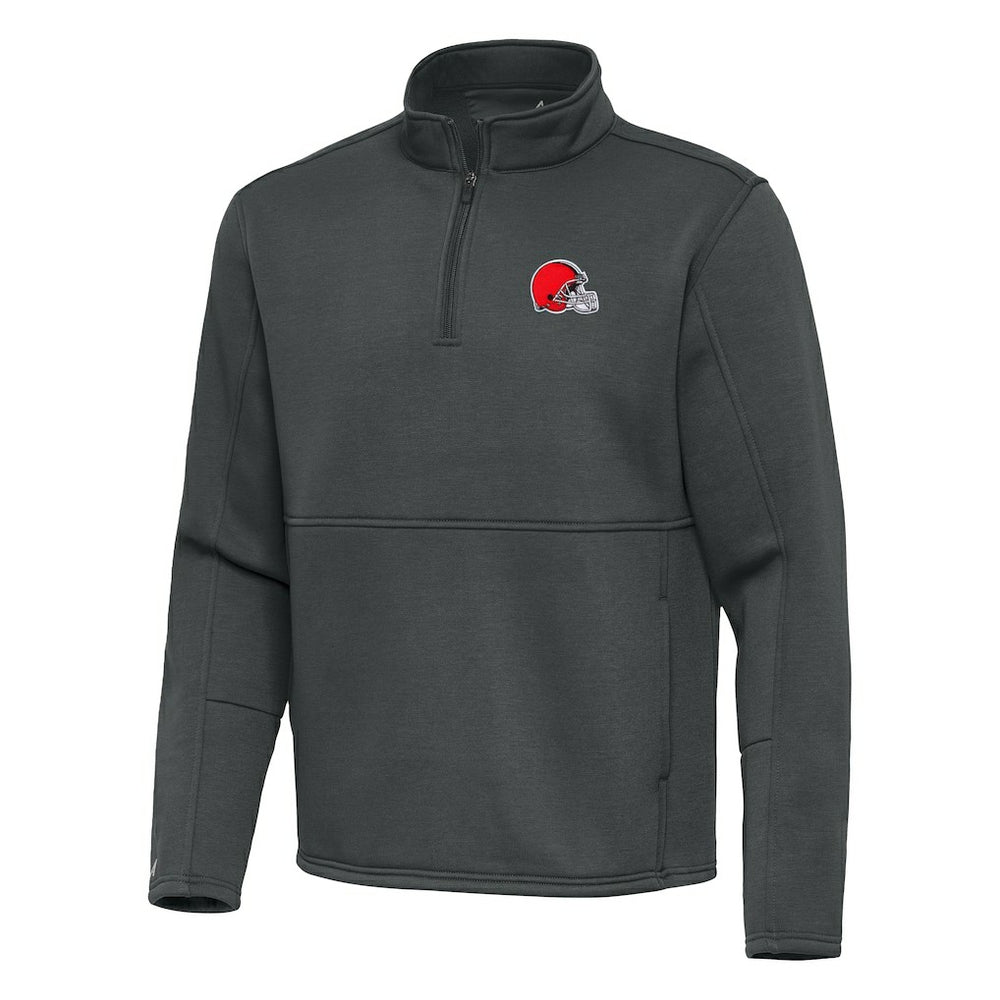 Cleveland Browns Antigua Twist Quarter-Zip Pullover Jacket Pewter - NFL