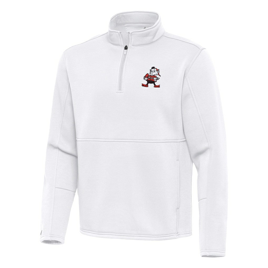 Cleveland Browns Antigua Twist Quarter-Zip Pullover Jacket White - NFL