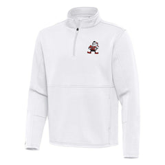 Cleveland Browns Antigua Twist Quarter-Zip Pullover Jacket White - NFL