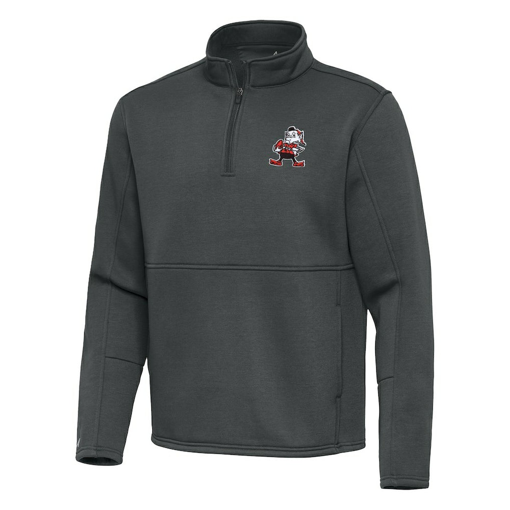 Cleveland Browns Antigua Twist Quarter-Zip Pullover Jacket Pewter - NFL