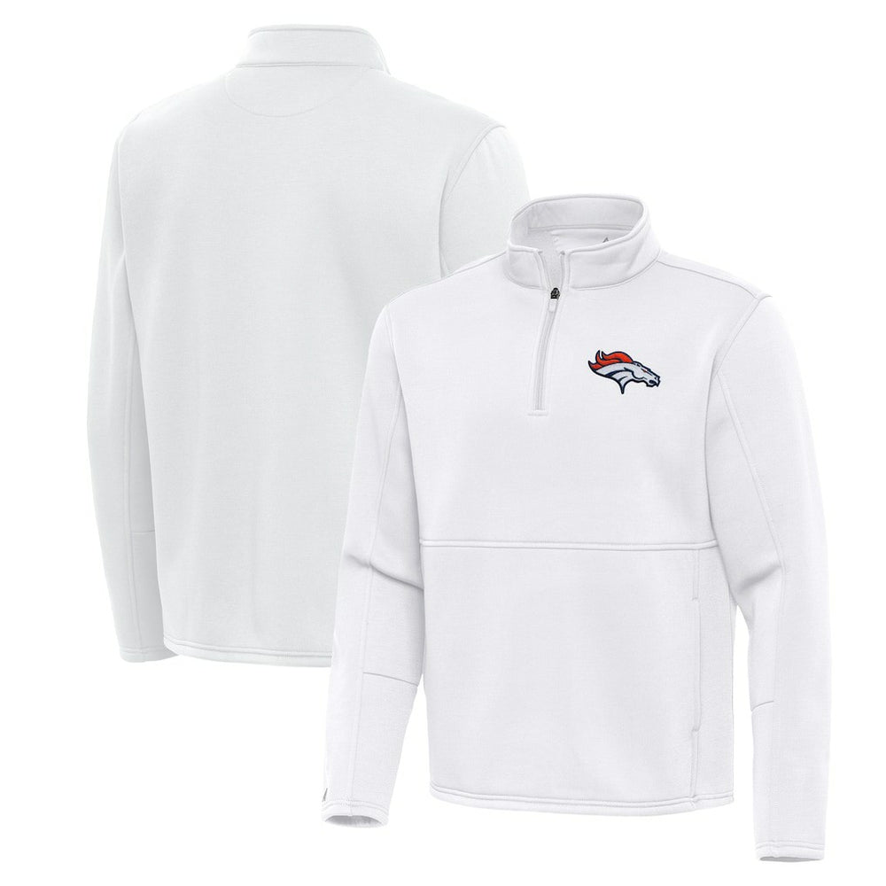 Denver Broncos Antigua Twist Quarter-Zip Pullover Jacket White - NFL
