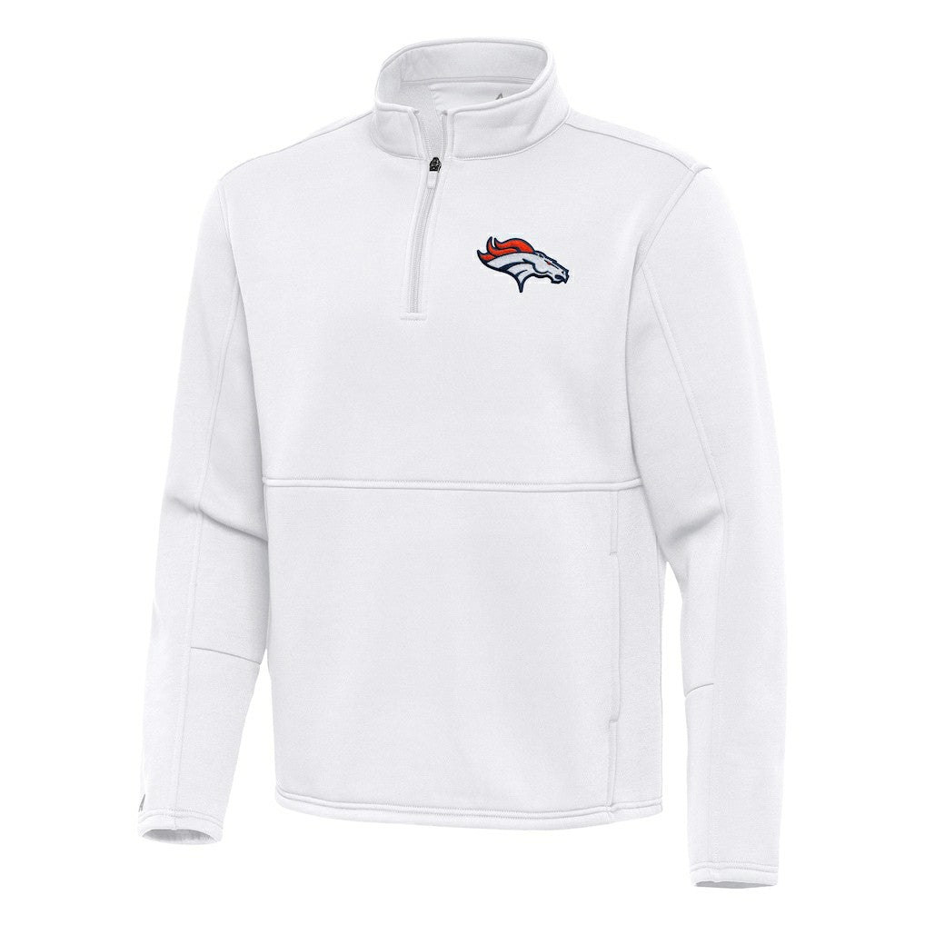 Denver Broncos Antigua Twist Quarter-Zip Pullover Jacket White - NFL