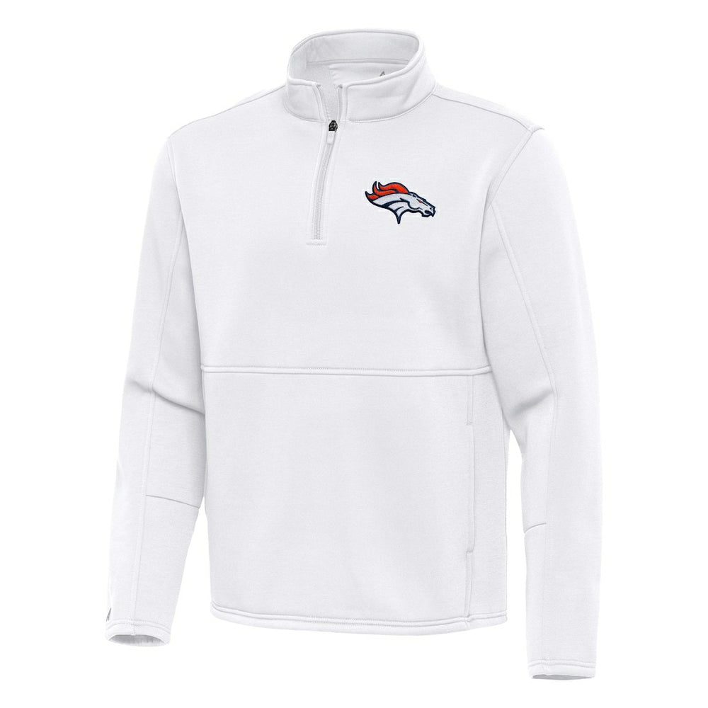 Denver Broncos Antigua Twist Quarter-Zip Pullover Jacket White - NFL