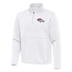 Denver Broncos Antigua Twist Quarter-Zip Pullover Jacket White - NFL