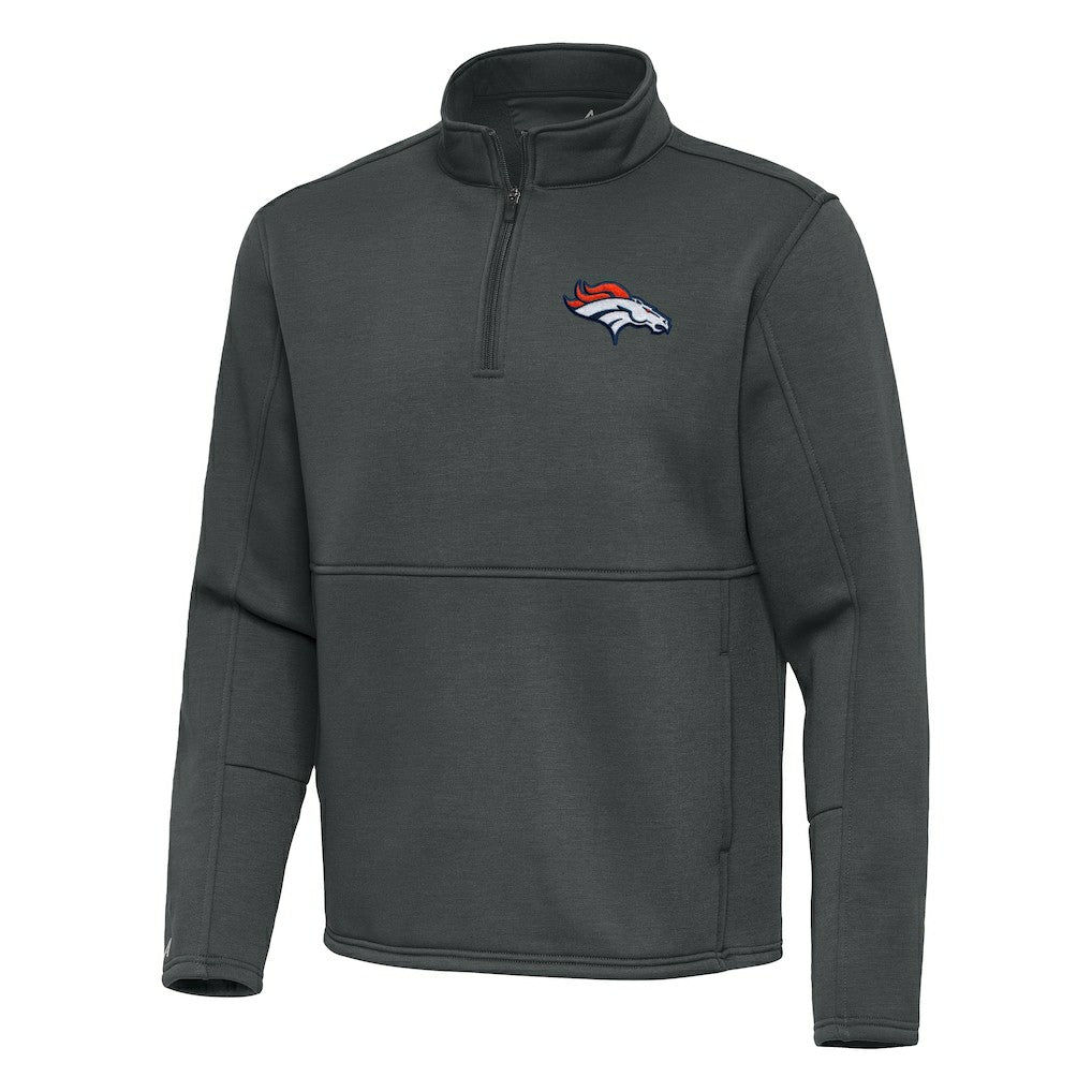 Denver Broncos Antigua Twist Quarter-Zip Pullover Jacket Pewter - NFL