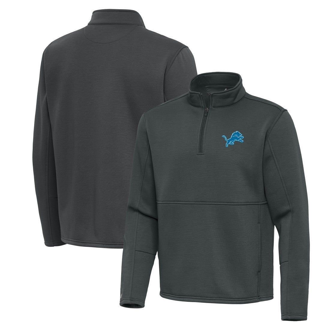 Detroit Lions Antigua Twist Quarter-Zip Pullover Jacket Pewter - NFL