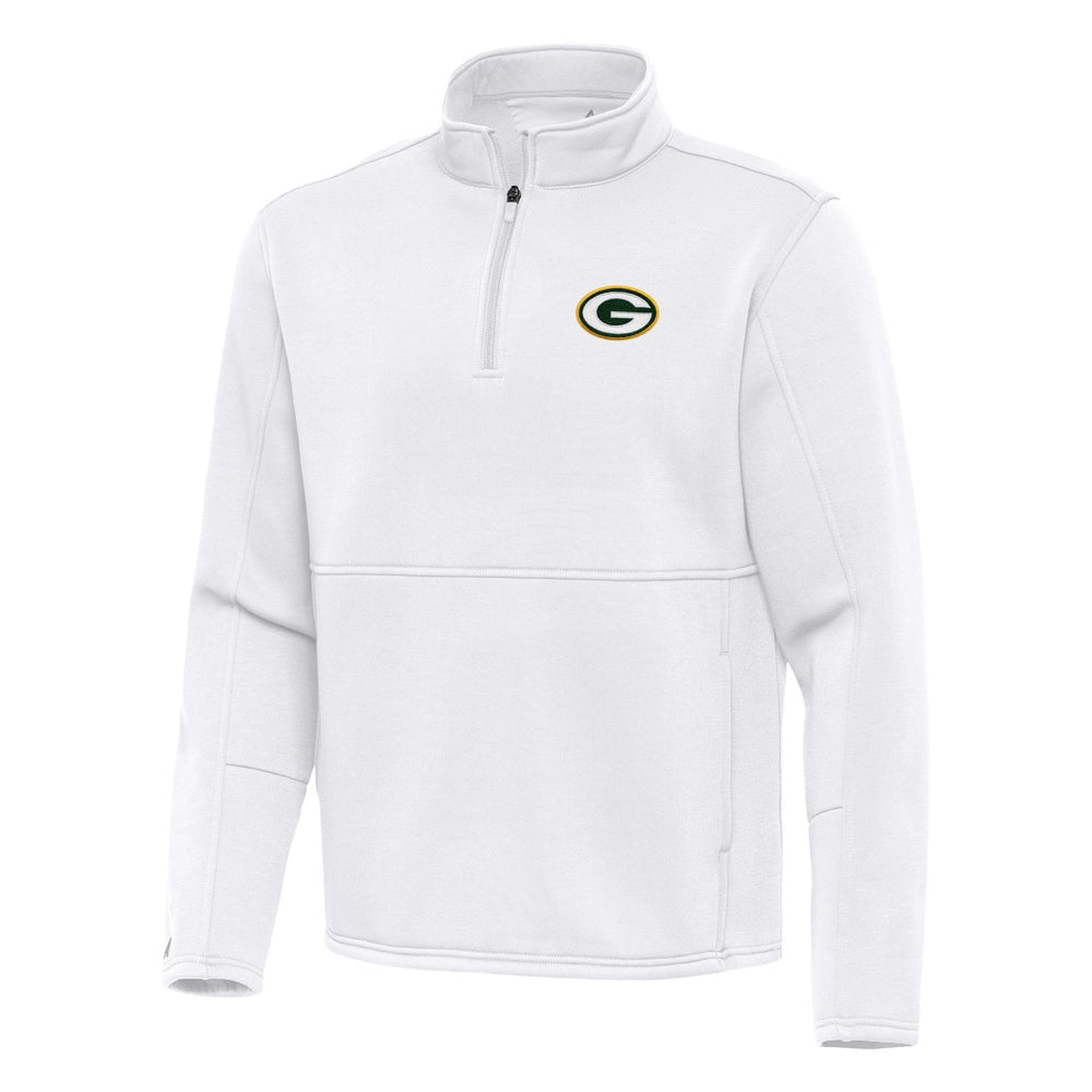 Green Bay Packers Antigua Twist Quarter-Zip Pullover Jacket White - NFL