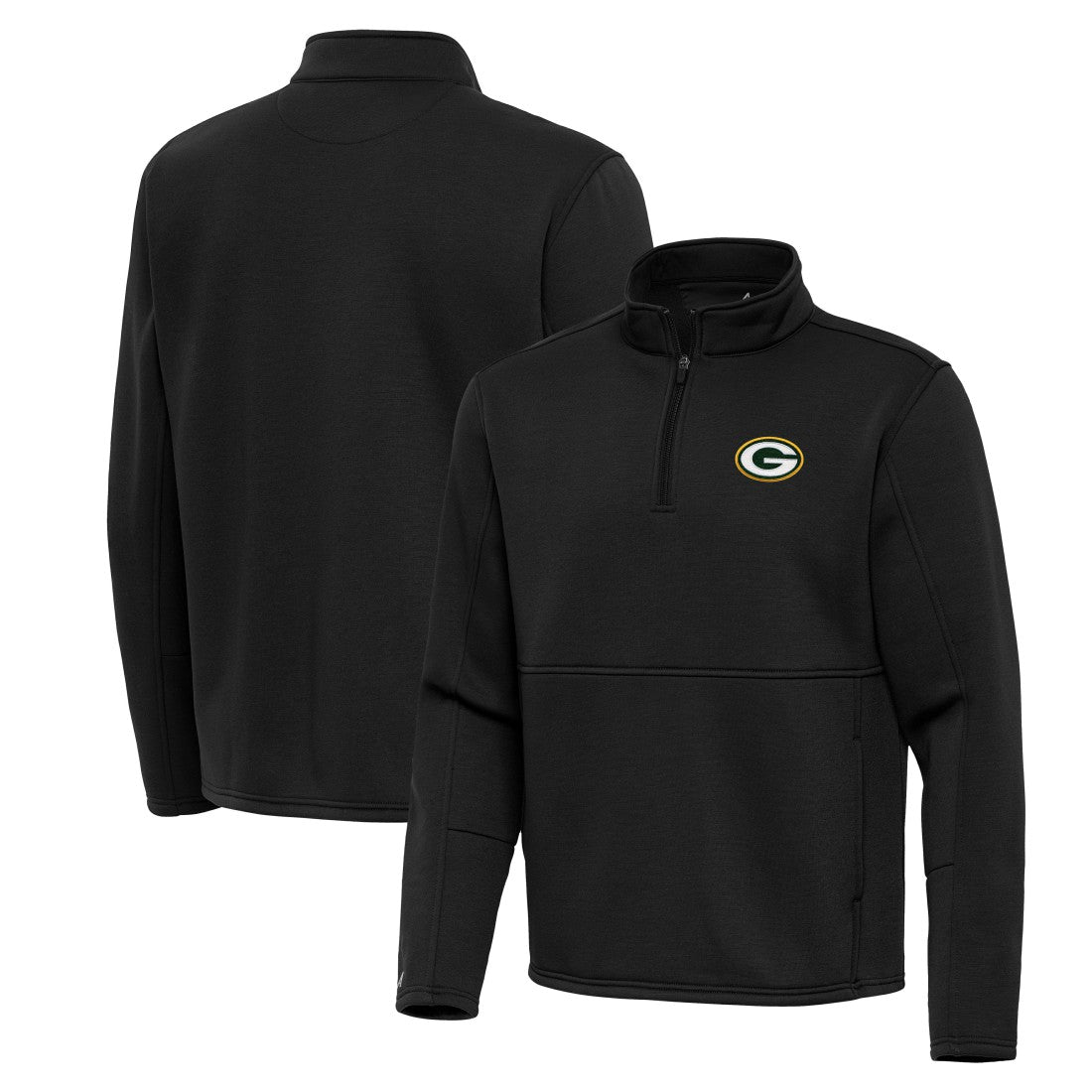 Green Bay Packers Antigua Twist Quarter-Zip Pullover Jacket Black - NFL