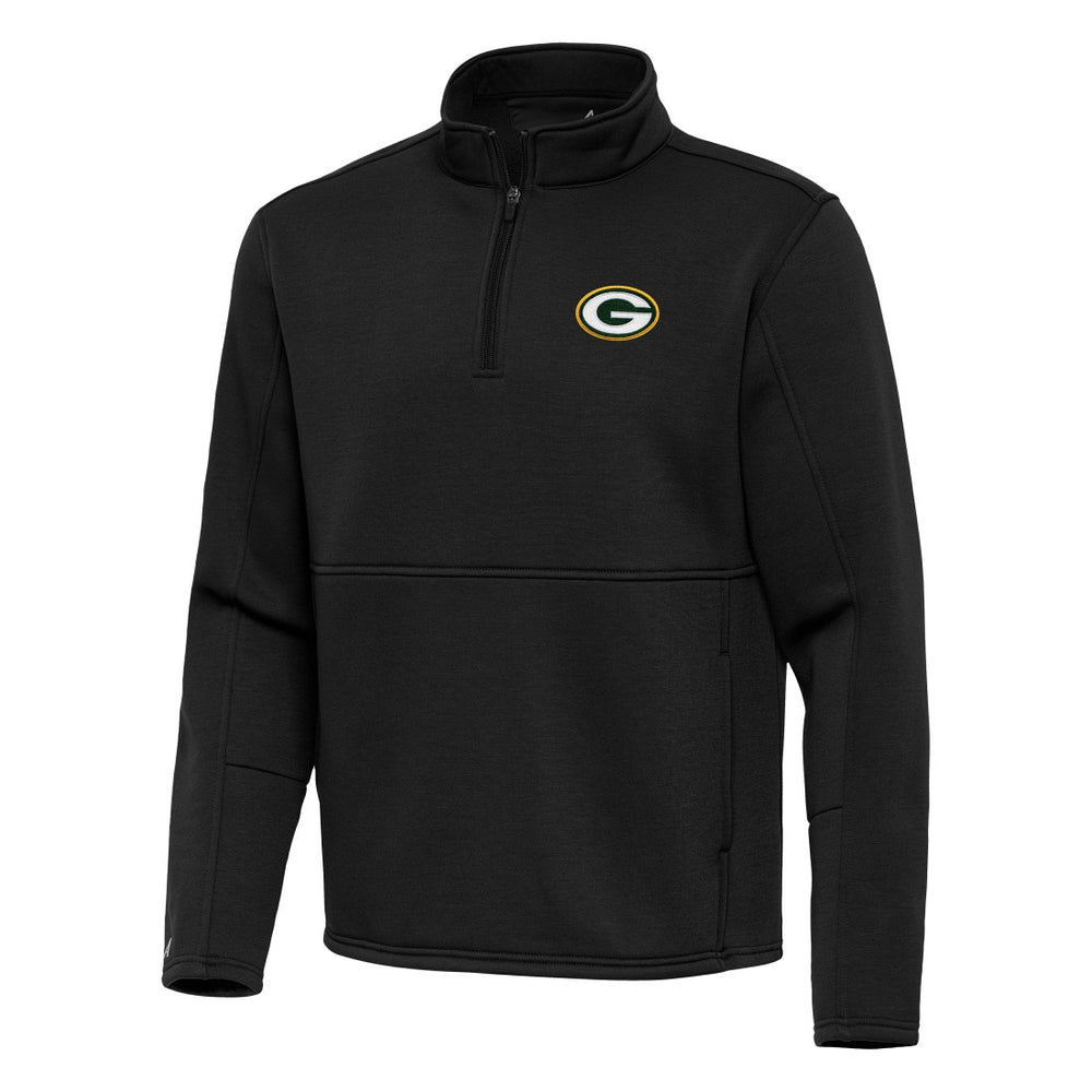 Green Bay Packers Antigua Twist Quarter-Zip Pullover Jacket Black - NFL
