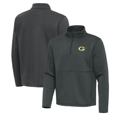 Green Bay Packers Antigua Twist Quarter-Zip Pullover Jacket Pewter - NFL