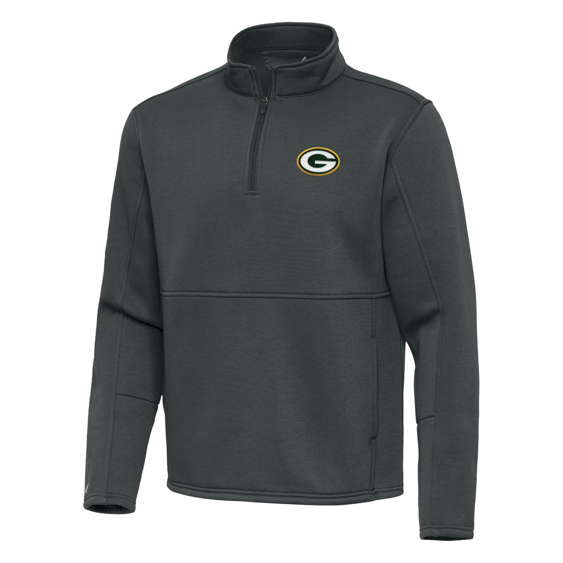 Green Bay Packers Antigua Twist Quarter-Zip Pullover Jacket Pewter - NFL