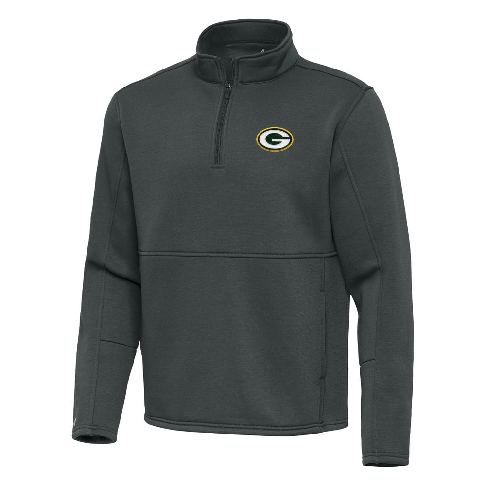 Green Bay Packers Antigua Twist Quarter-Zip Pullover Jacket Pewter - NFL