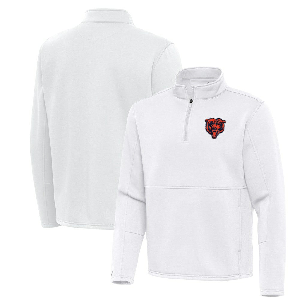 Chicago Bears Antigua Twist Quarter-Zip Pullover Jacket White - NFL