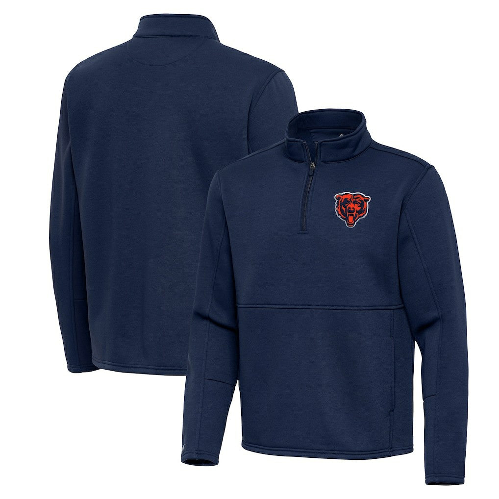 Chicago Bears Antigua Twist Quarter-Zip Pullover Jacket Navy - NFL