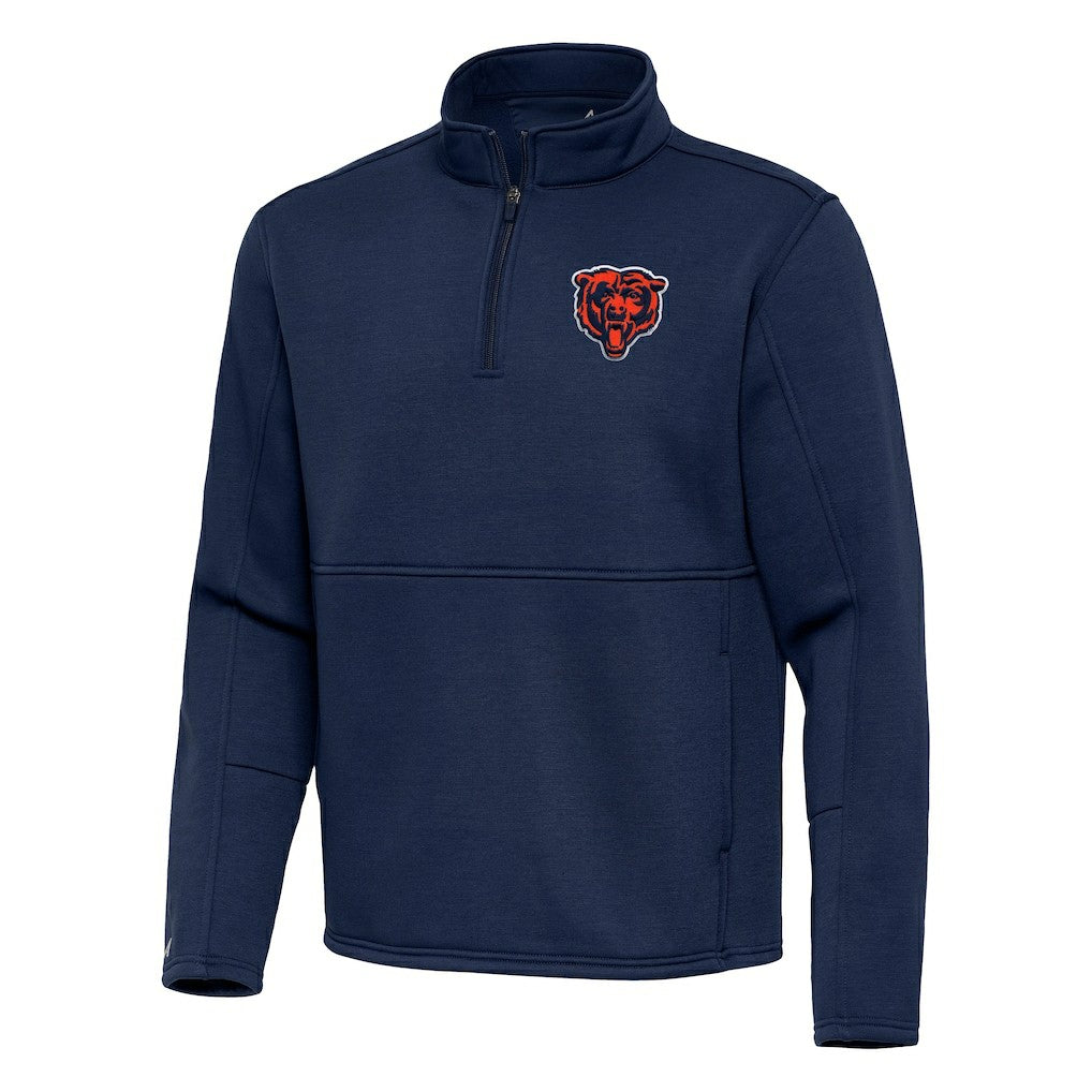 Chicago Bears Antigua Twist Quarter-Zip Pullover Jacket Navy - NFL