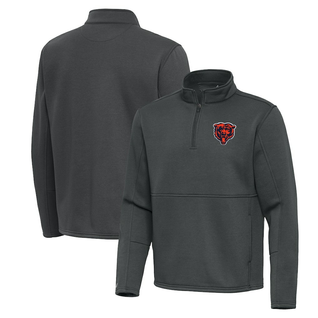 Chicago Bears Antigua Twist Quarter-Zip Pullover Jacket Pewter - NFL