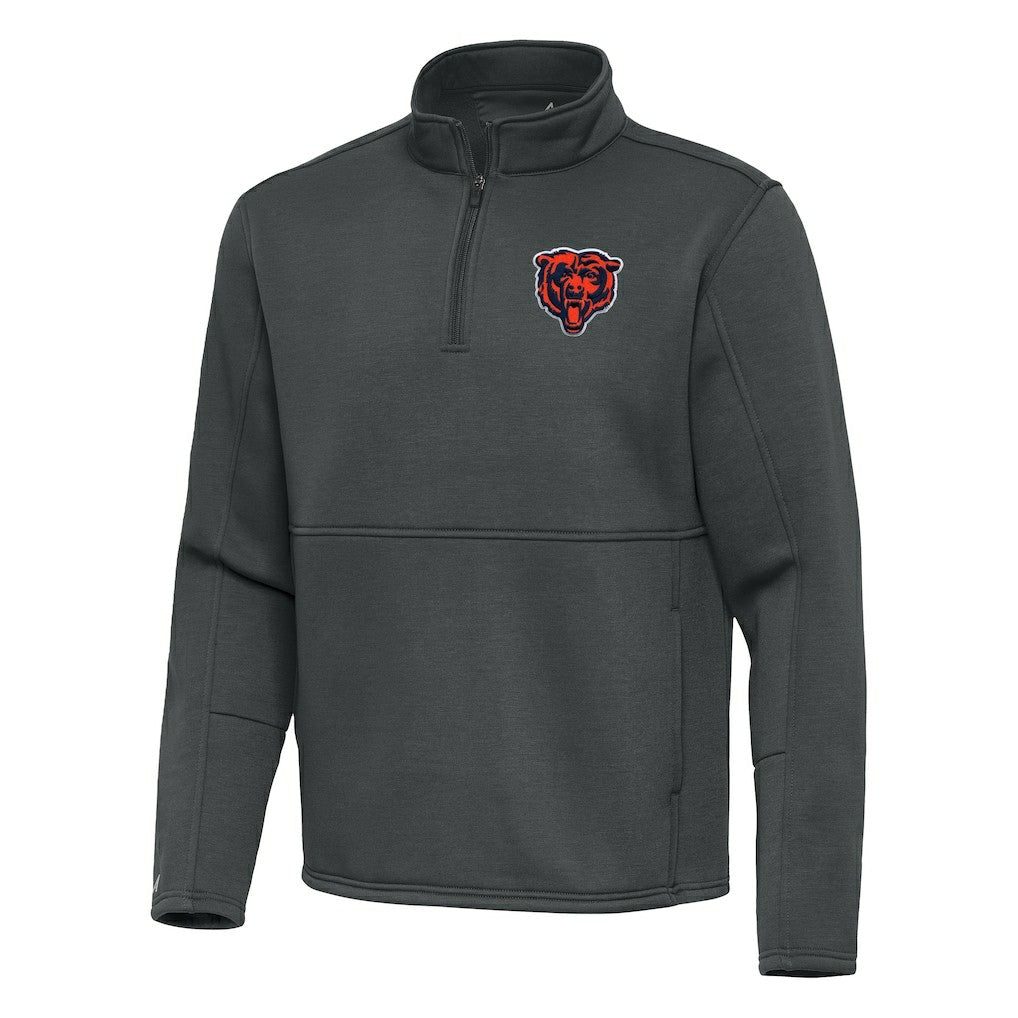 Chicago Bears Antigua Twist Quarter-Zip Pullover Jacket Pewter - NFL