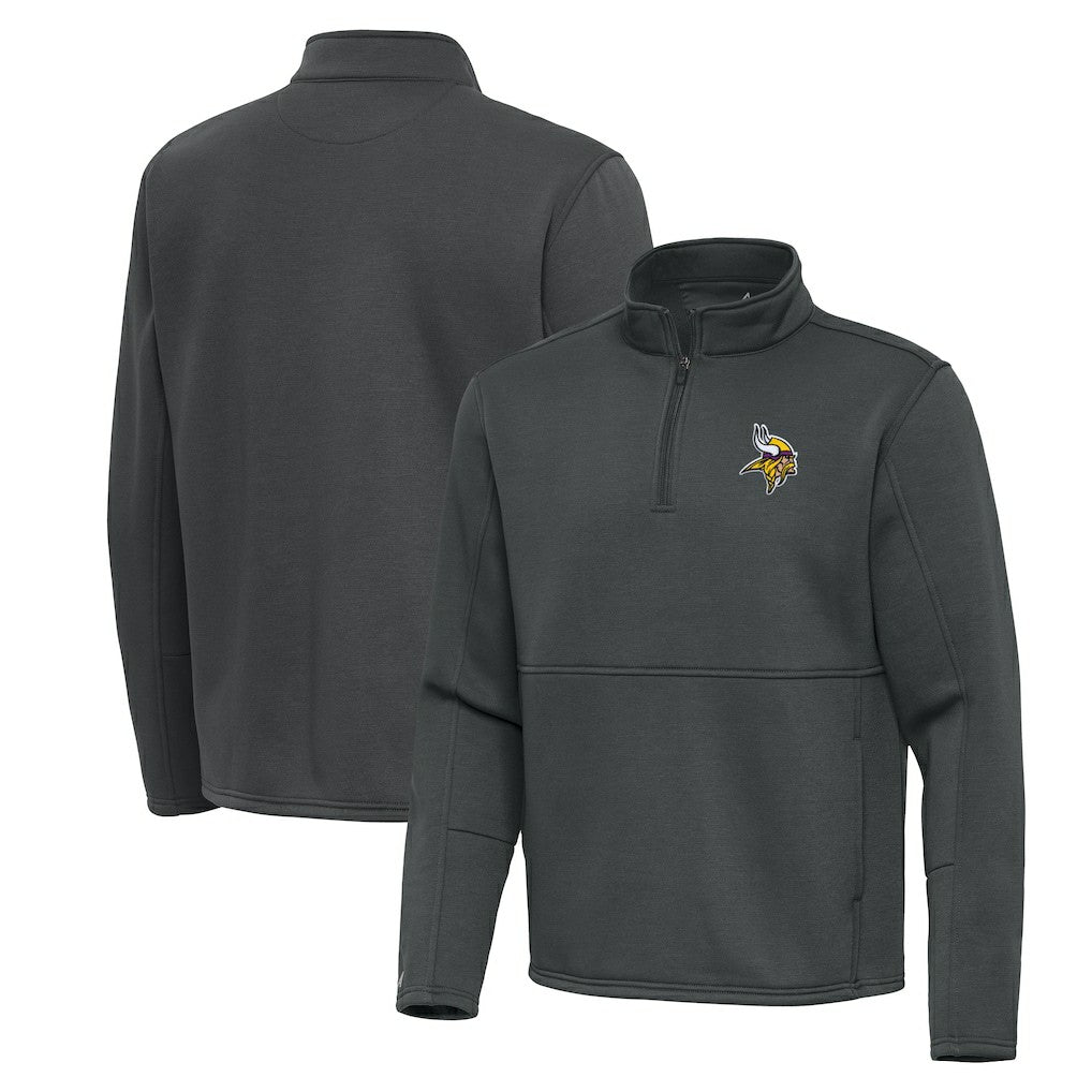 Minnesota Vikings Antigua Twist Quarter-Zip Pullover Jacket Pewter - NFL