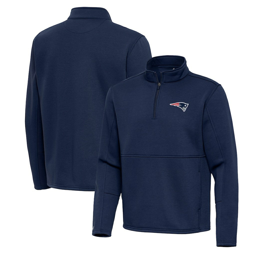 New England Patriots Antigua Twist Quarter-Zip Pullover Jacket Navy - NFL