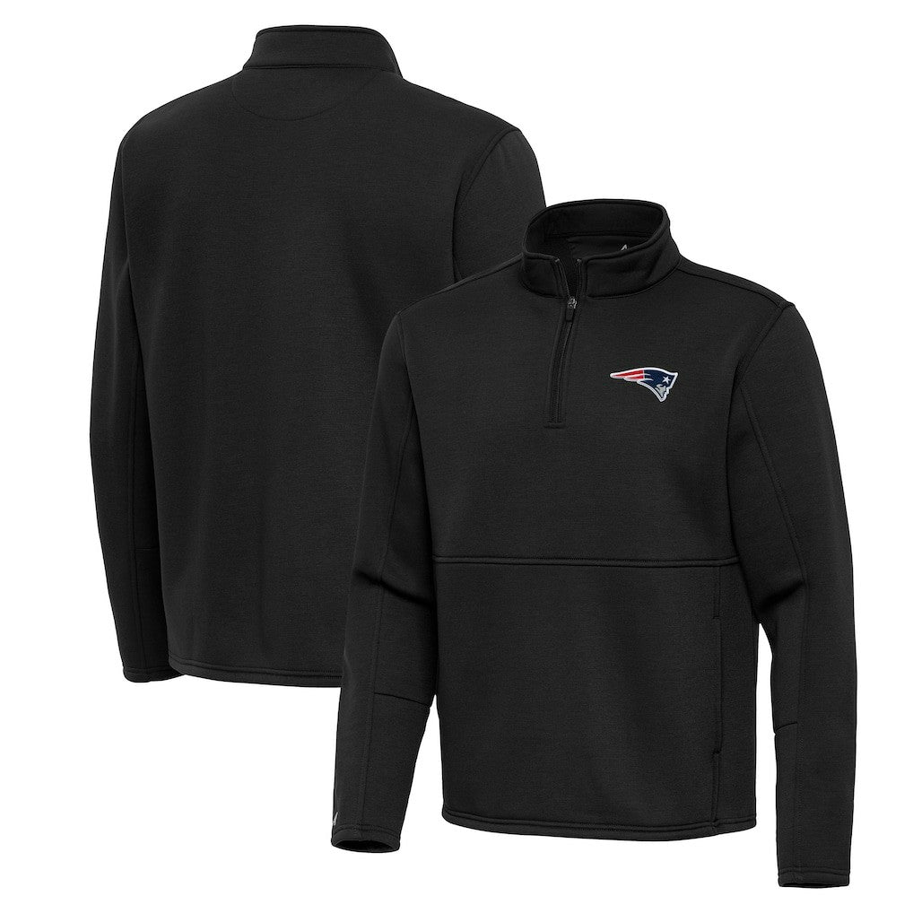 New England Patriots Antigua Twist Quarter-Zip Pullover Jacket Black - NFL