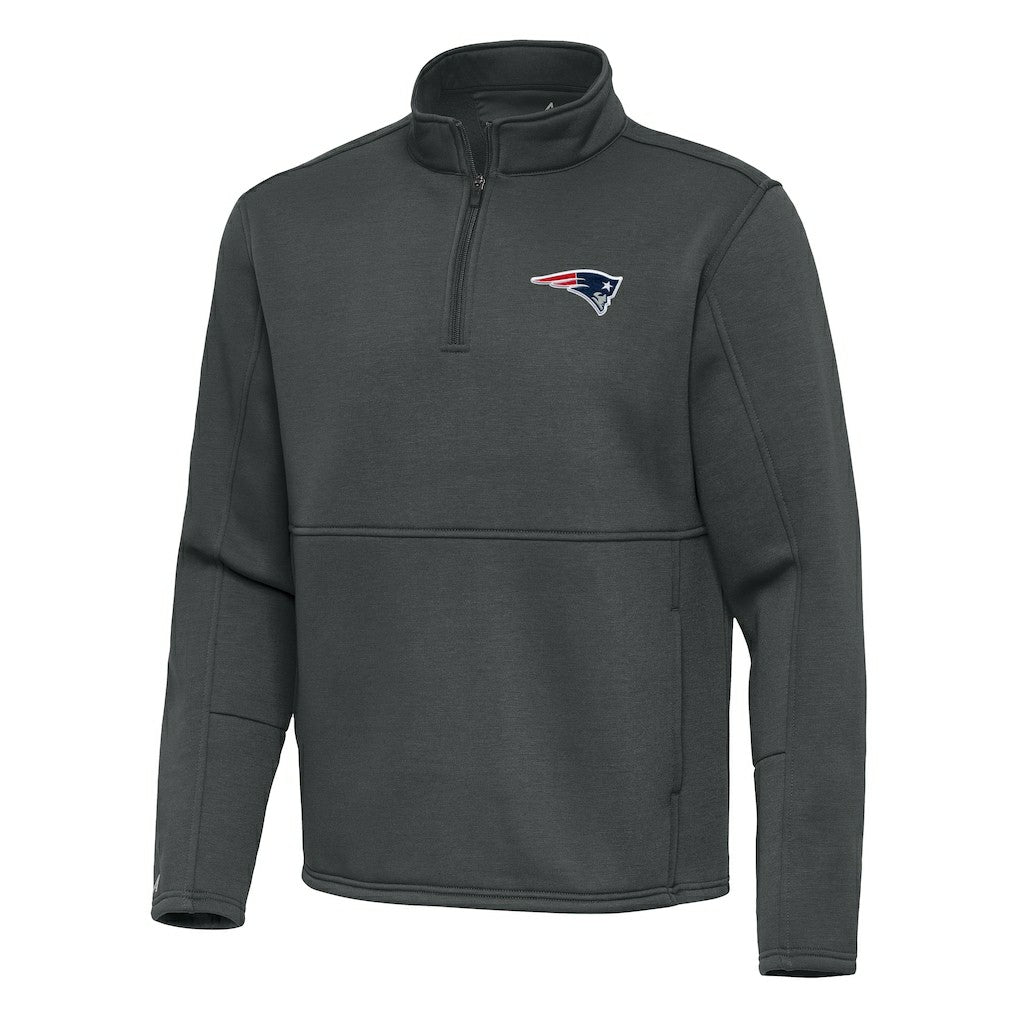 New England Patriots Antigua Twist Quarter-Zip Pullover Jacket Pewter - NFL