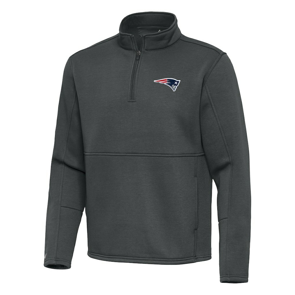 New England Patriots Antigua Twist Quarter-Zip Pullover Jacket Pewter - NFL