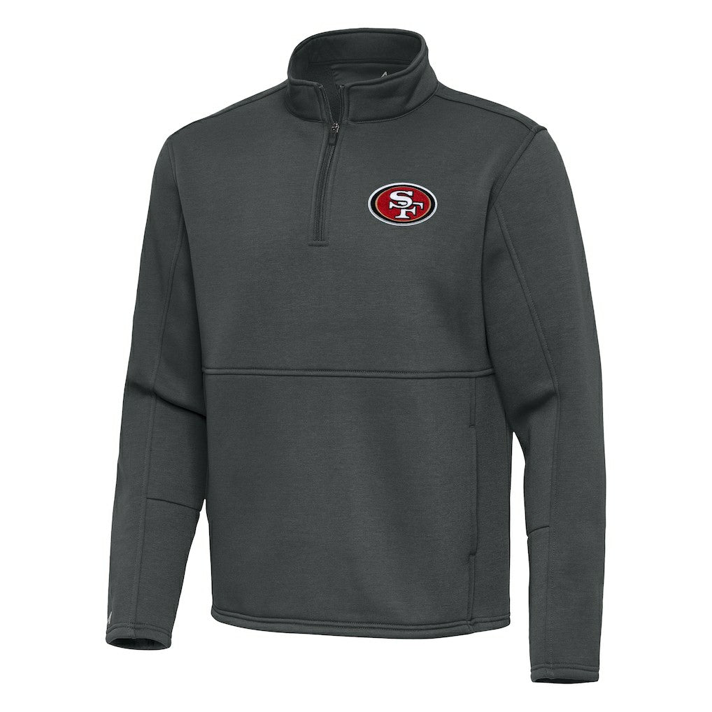 San Francisco 49ers Antigua Twist Quarter-Zip Pullover Jacket Pewter - NFL