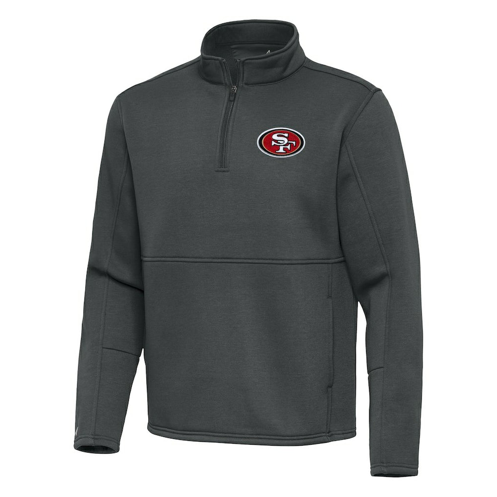 San Francisco 49ers Antigua Twist Quarter-Zip Pullover Jacket Pewter - NFL
