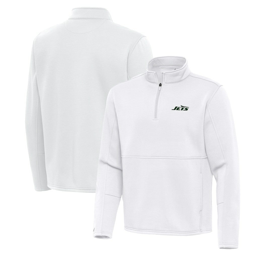 New York Jets Antigua Twist Quarter-Zip Pullover Jacket White - NFL