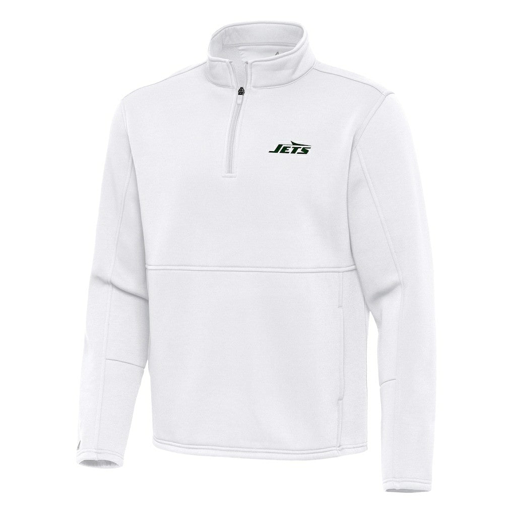 New York Jets Antigua Twist Quarter-Zip Pullover Jacket White - NFL