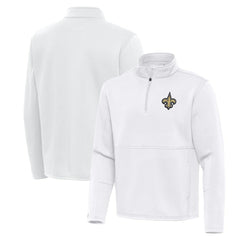 New Orleans Saints Antigua Twist Quarter-Zip Pullover Jacket White - NFL