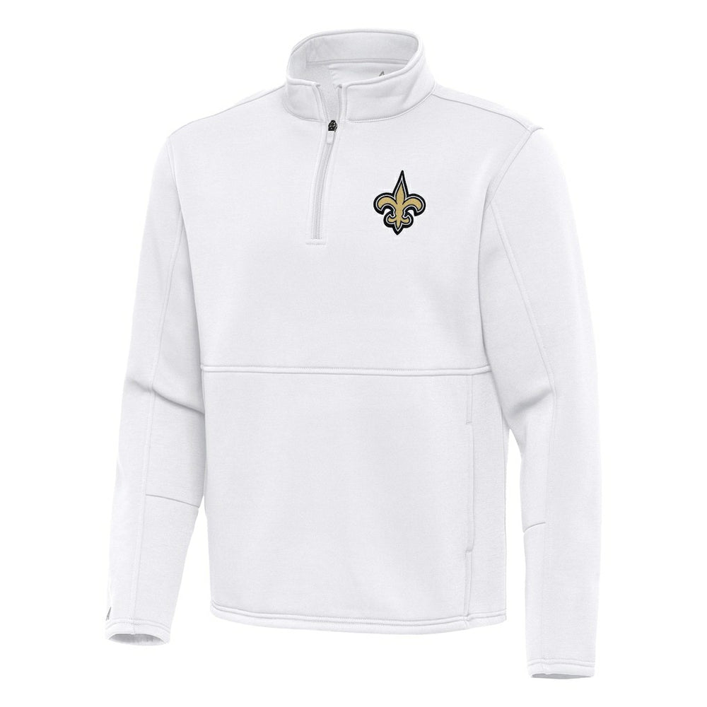 New Orleans Saints Antigua Twist Quarter-Zip Pullover Jacket White - NFL