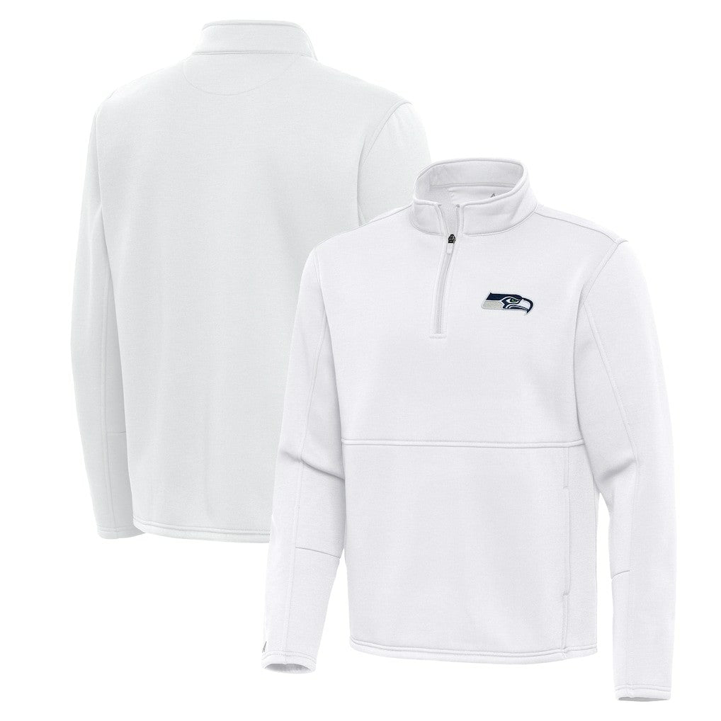 Seattle Seahawks Antigua Twist Quarter-Zip Pullover Jacket White - NFL