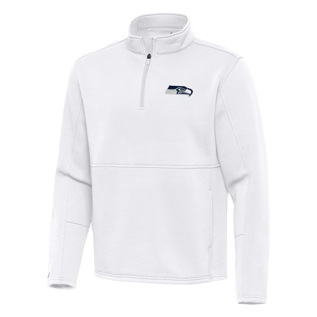 Seattle Seahawks Antigua Twist Quarter-Zip Pullover Jacket White - NFL