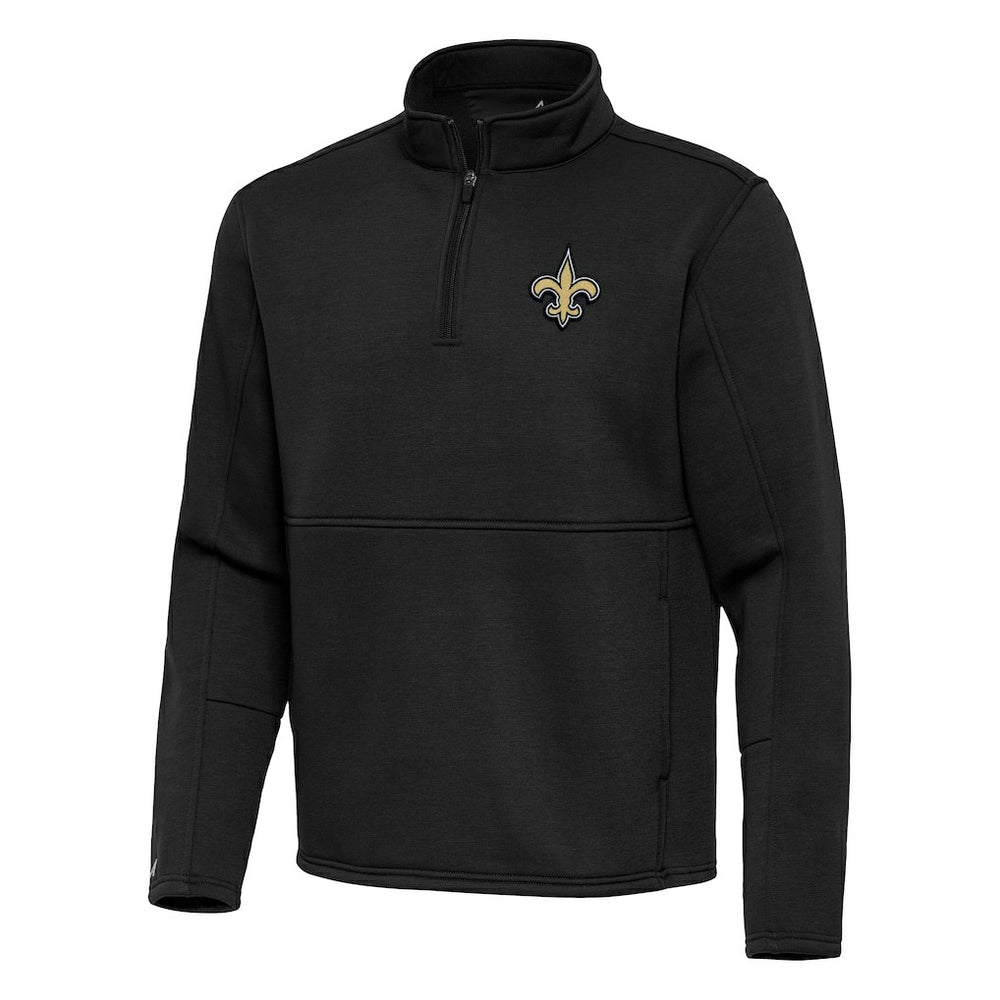 New Orleans Saints Antigua Twist Quarter-Zip Pullover Jacket Black - NFL