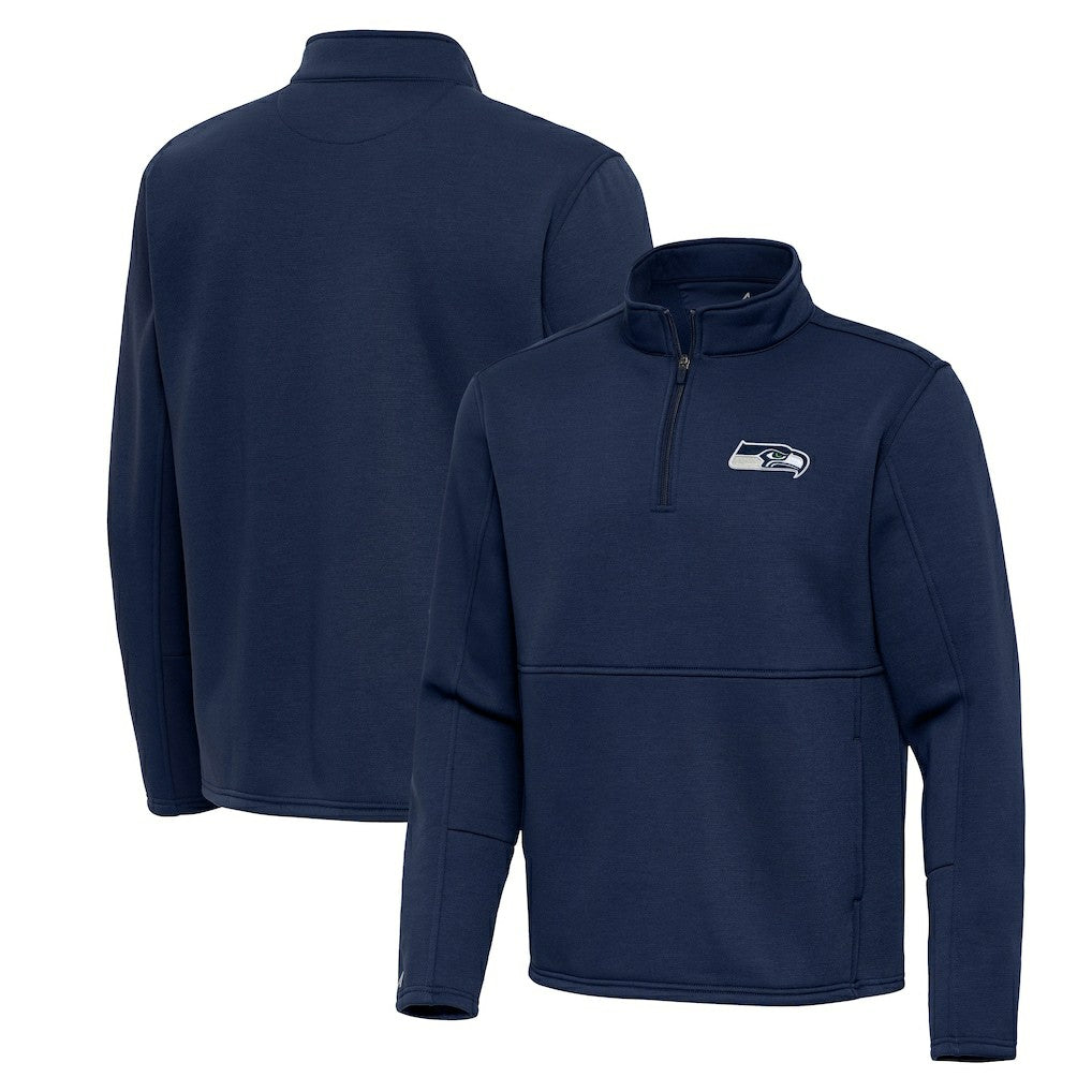 Seattle Seahawks Antigua Twist Quarter-Zip Pullover Jacket Navy - NFL