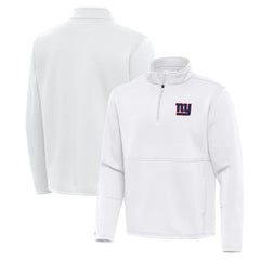 New York Giants Antigua Twist Quarter-Zip Pullover Jacket White - NFL