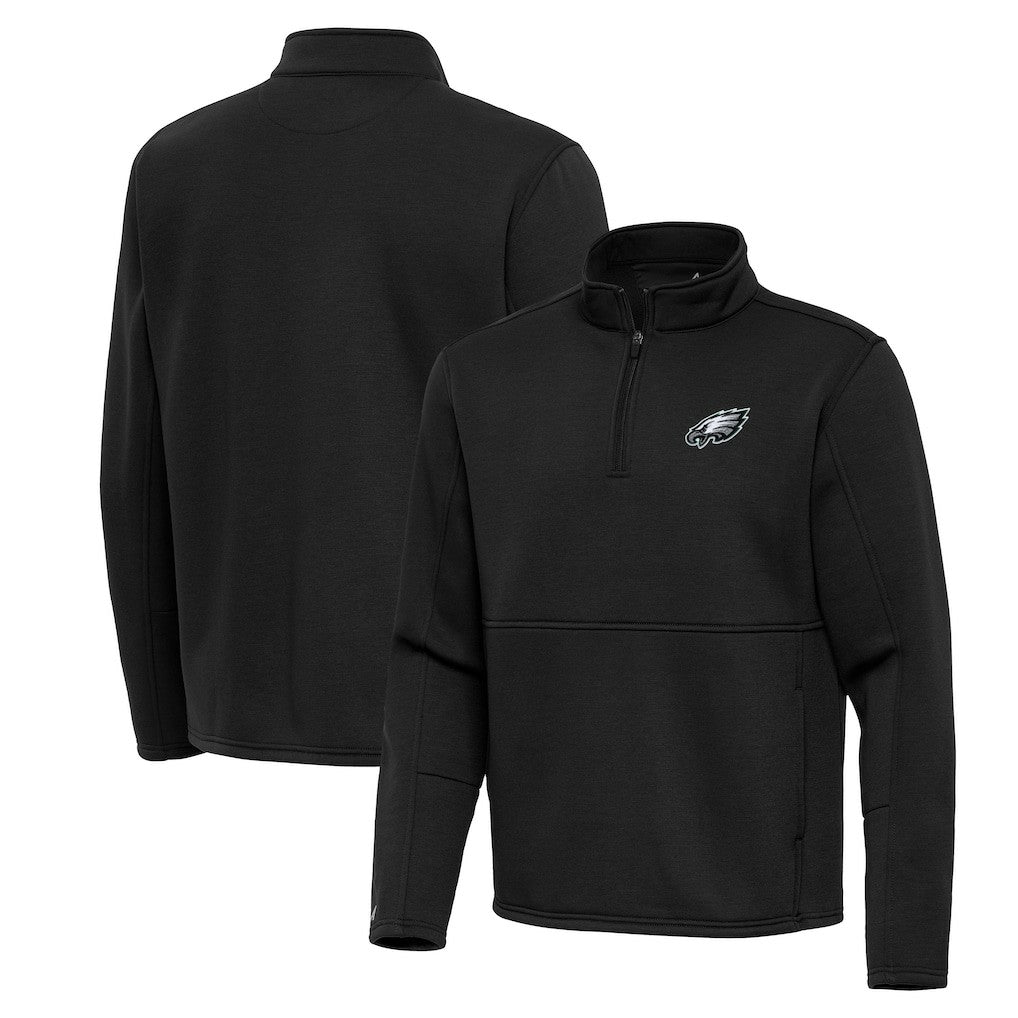Philadelphia Eagles Antigua Twist Quarter-Zip Pullover Jacket Black - NFL