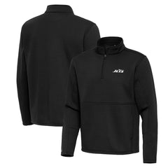 New York Jets Antigua Twist Quarter-Zip Pullover Jacket Black - NFL