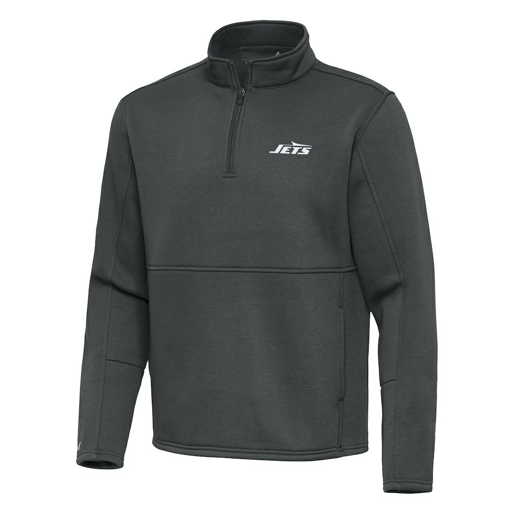 New York Jets Antigua Twist Quarter-Zip Pullover Jacket Pewter - NFL