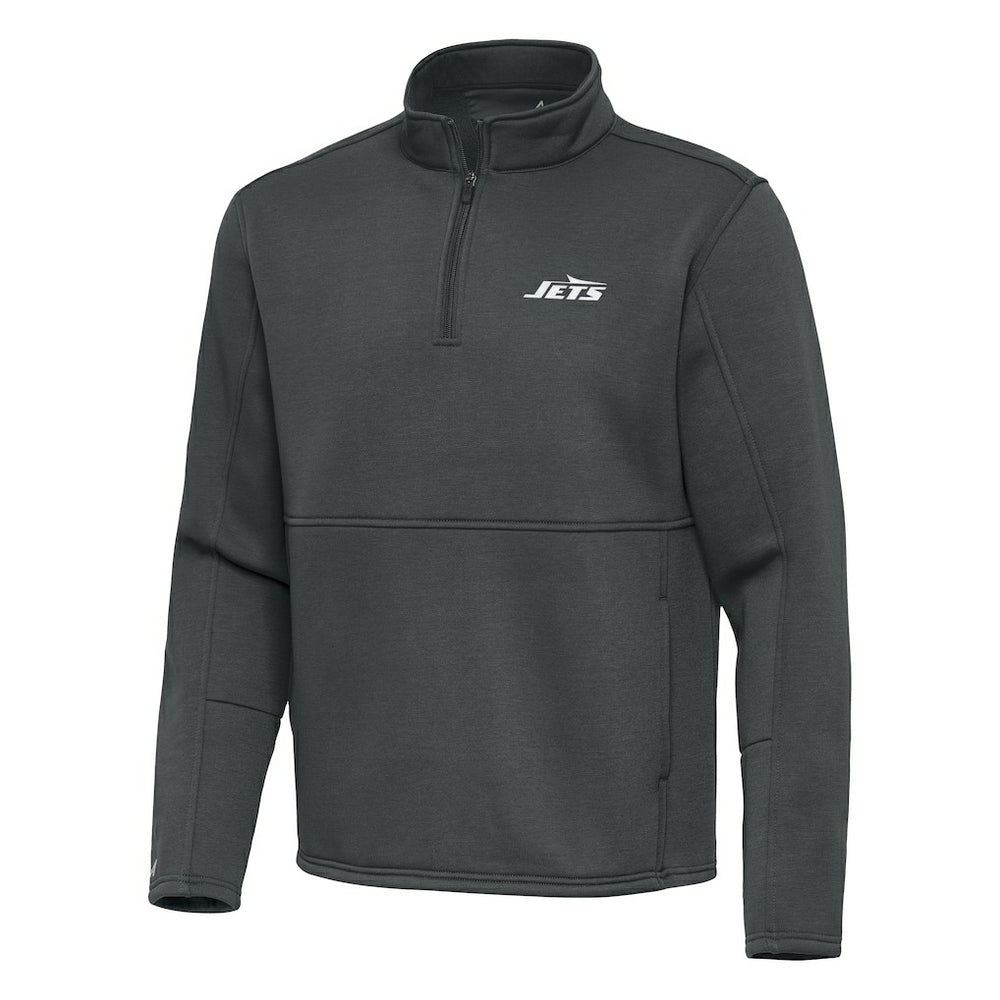 New York Jets Antigua Twist Quarter-Zip Pullover Jacket Pewter - NFL