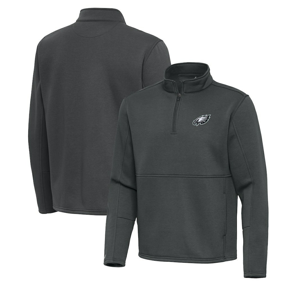 Philadelphia Eagles Antigua Twist Quarter-Zip Pullover Jacket Pewter - NFL