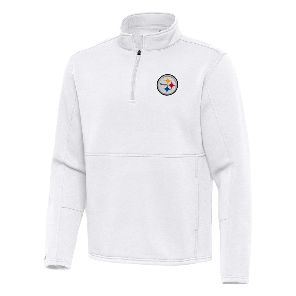 Pittsburgh Steelers Antigua Twist Quarter-Zip Pullover Jacket White - NFL