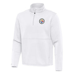 Pittsburgh Steelers Antigua Twist Quarter-Zip Pullover Jacket White - NFL