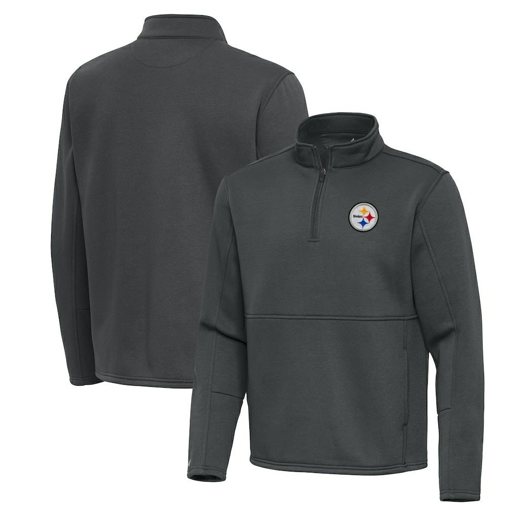 Pittsburgh Steelers Antigua Twist Quarter-Zip Pullover Jacket Pewter - NFL